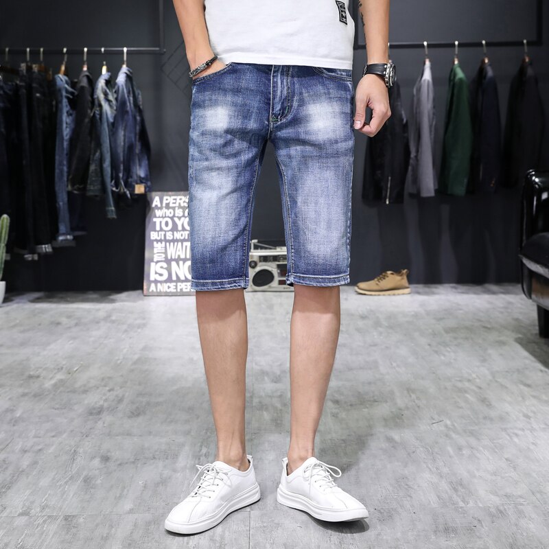 Jean shorts mænd afslappet stright korte jeans koreansk stil denim shorts: 34