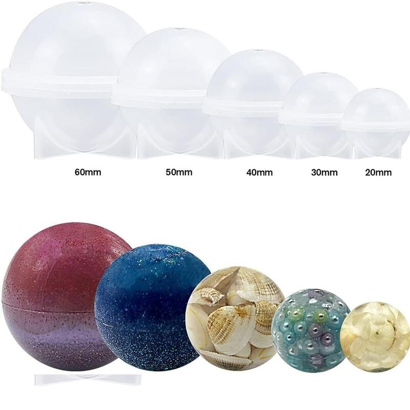 5 Sizes DIY Round Ball Silicone Mold Resin Pendant tools Making Mold Jewelry Resin 3D Crafts For Epoxy R7Z5