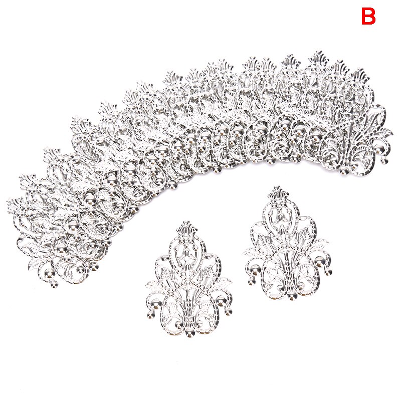 20pcs Filigree crafts Hollow Embellishments Findings Jewelry Accessories Bronze Tone ornaments 35mm: B / 36x48mm