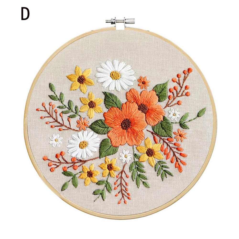 Beginner Flower Embroidery Kit Bag Painting Crafts DIY Material Kits Punch Needle Handmade Needlework Kit Home Wall Decor: D