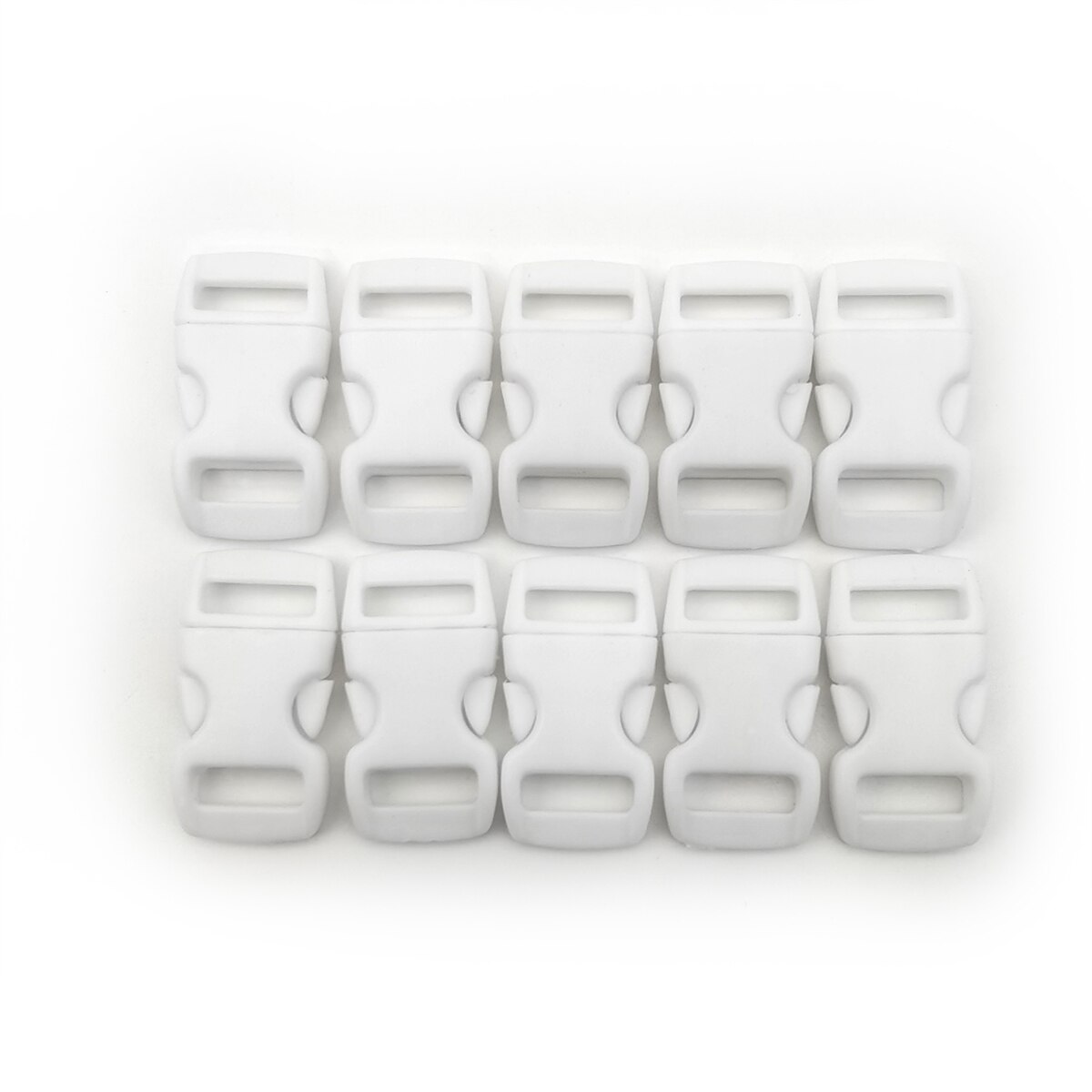 10 Stks/partij 3/8 &quot;10Mm Side Release Gesp Gebogen Parachute 550 Paracord Armband Diy Halsband Strap Webbing Outdoor kamp: White