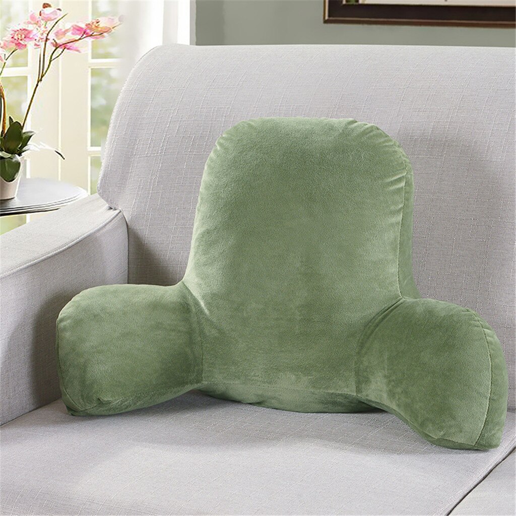 Thicked 100% Cushion Lumbar Back Support Chair Cushion With Arms Back Pillow Bed Plush Big Backrest Reading Rest Pillow: Green