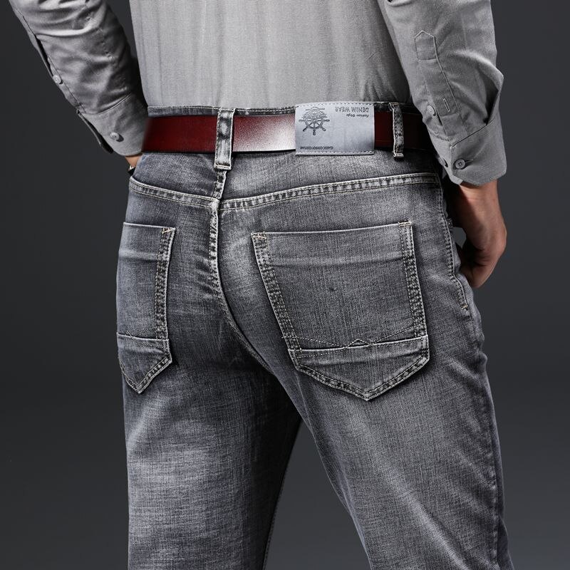 Merkki mies farkut business casual denim housut miesten suoraleikkaus hieman stretch housut iso koko 28-40: 33