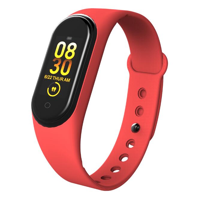 M4 smarte armbånd armbånd trykk/puls/søvn helsemonitor/skritteller vanntett sportsarmbånd fitness tracker: Rød