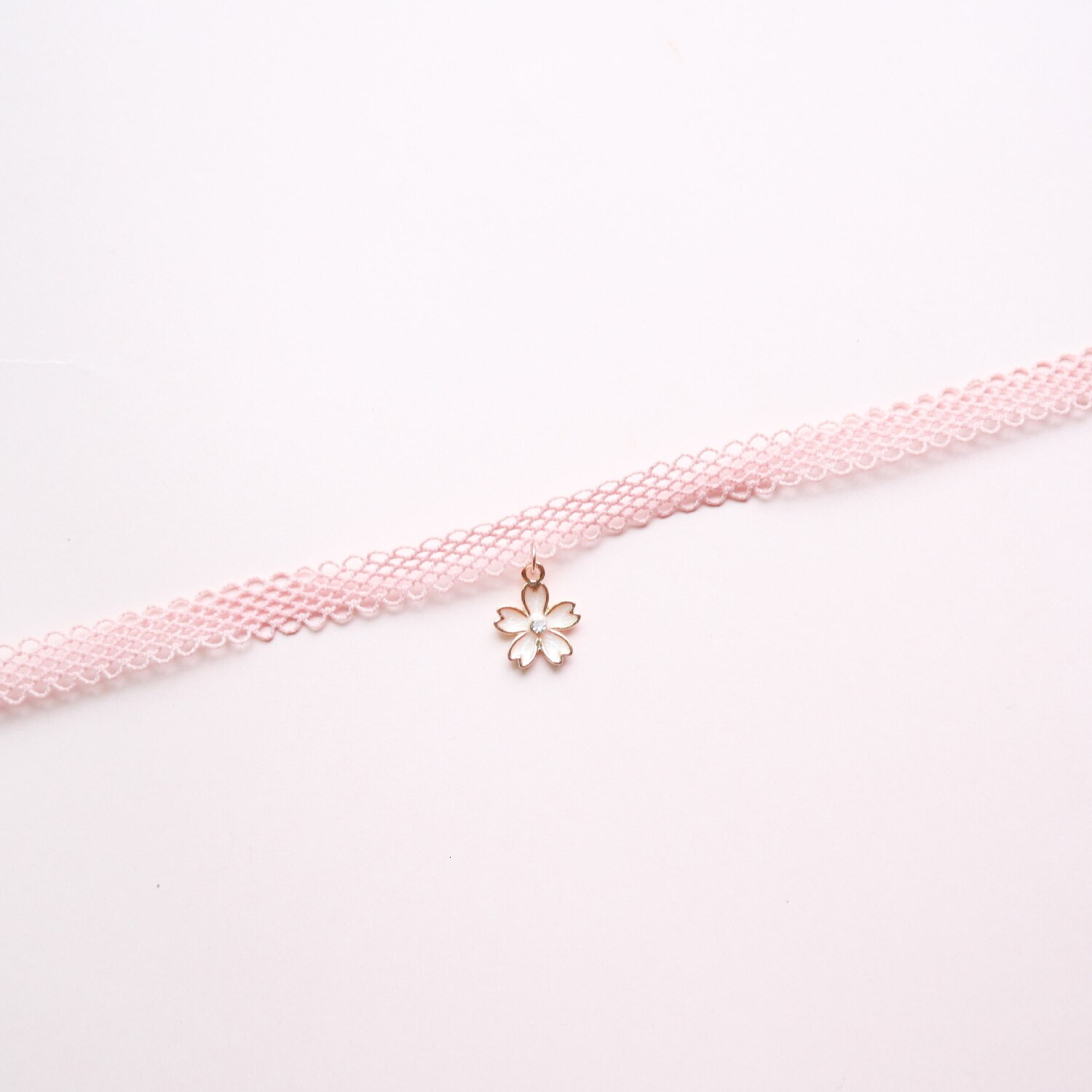 Foråret lyserød sky kirsebærblomst vedhæng krave choker kort kravebenet smykker til pige sød halskæde: -en