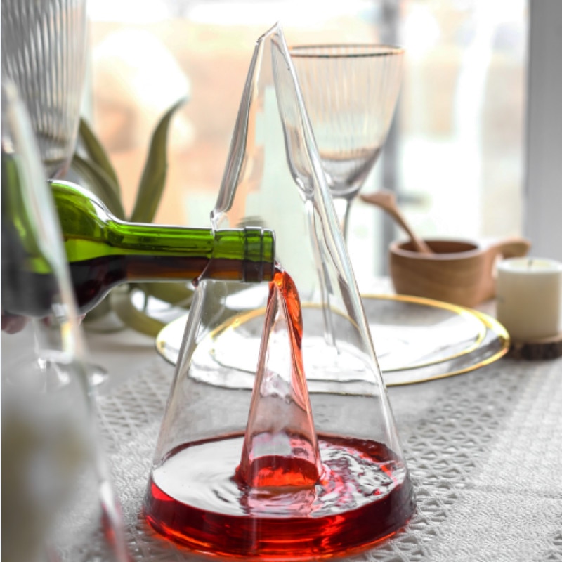 350/750ml Pyramid Waterfall Red Wine Pourer Glass Decanter Brandy Decant Jug Bar Champagne Water Bottle Drinking Glasses