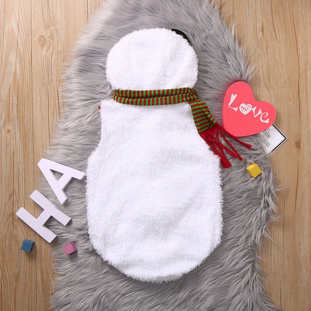 Newborn Infant Baby Boys Girl Christmas Xmas Clothes Romper Hat Outfit Costume Snowman Modelling Fleece Romper Scarf Sets
