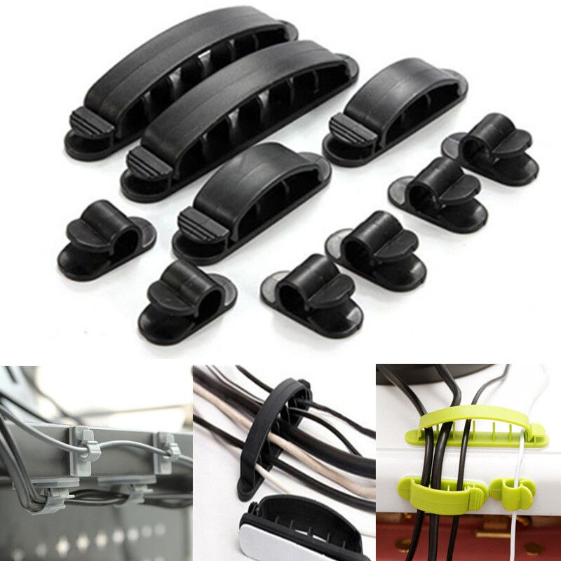 10pcs Self-adhesive Wire Tie Cable Cord Wire Line Organizer Plastic Clips Ties Fixer Fastener Holder for Car Desk