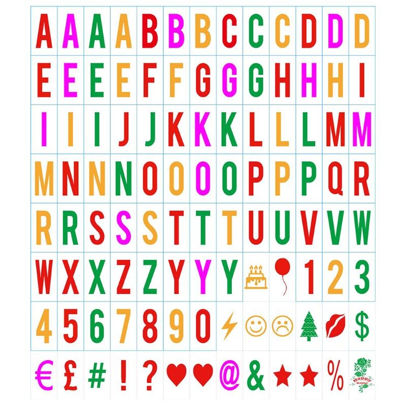 65.4x35mm Replacement Letters & Numbers Signs for A4 Light Up Letter Box Sign Message Board Black 104pcs