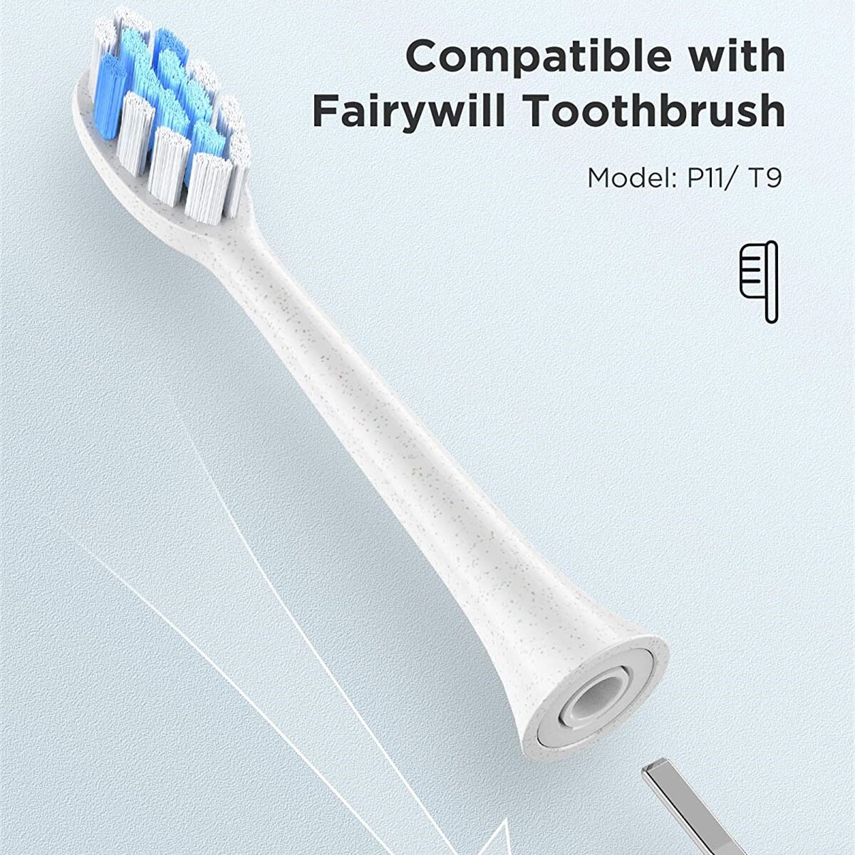 Fairywill P11 T9 Electric Toothbrush Heads 4pcs Replacement Heads