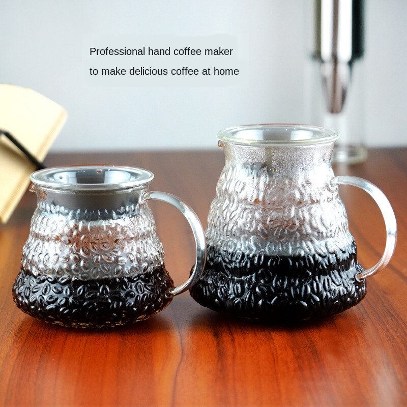 Coffee Bean Pot Heat-resistant Glass , 400ml 600ml Hand Flush Pot, Open Flame Direct-boiled High Borosilicate Glass Coffee