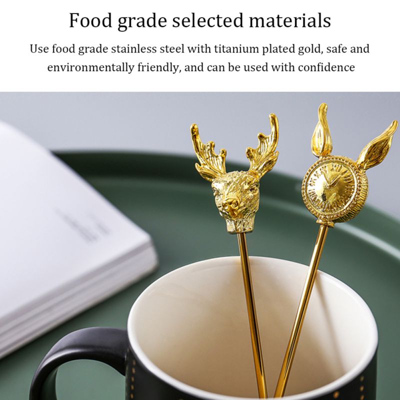 Vergulde Rvs Espresso Lepels Vorken Roeren Staven Koffie Suiker Dessert Cake Ijs Soep