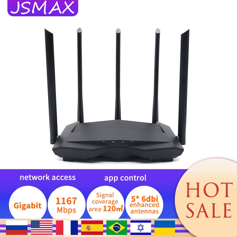 Jsmax JS11 AC1200M Draadloze Wifi Router Gigabit Dual Band Router 5 * 6dbi High Gain Antennes Wifi Repeater Setup