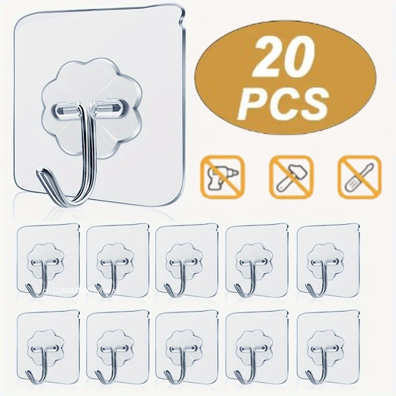 1-20 Stuks Badkamer Haak Transparante Muur Haken Hangers Zelfklevende Deur Muur Hangers Haken Voor Sleutel Tas Keuken bad Accessoires