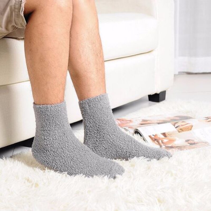 Fluffy Super Cozy Cashmere Velvet Soft Socks Thicken Winter Warm Bed Floor Home Slipper Sock Men Women Unisex: Grey