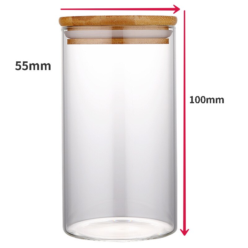 Fabricación de velas de cumpleaños, tarros artesanales de vidrio de borosilicato, bote de sellado, bote de té, aperitivos, botella de caramelo, tarro de vela de almacenamiento: 55x100MM