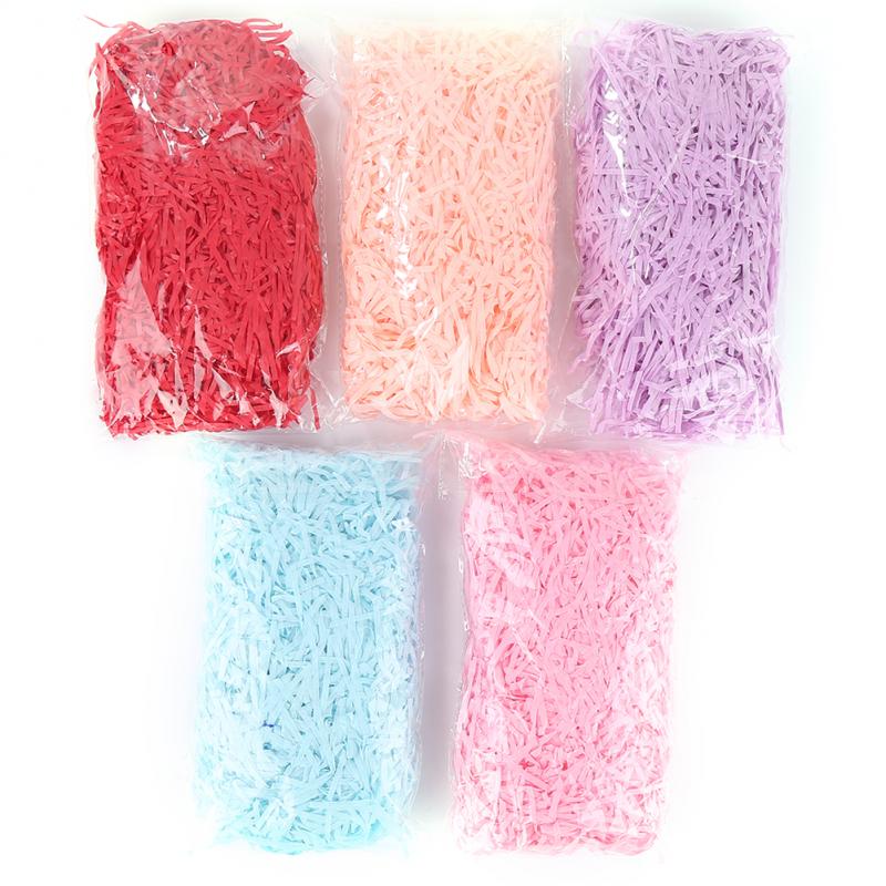 Farverige strimlet rynkepapir raffia slikbokse diy boks fyldstof materiale tissue party emballage fyldstof dekoration