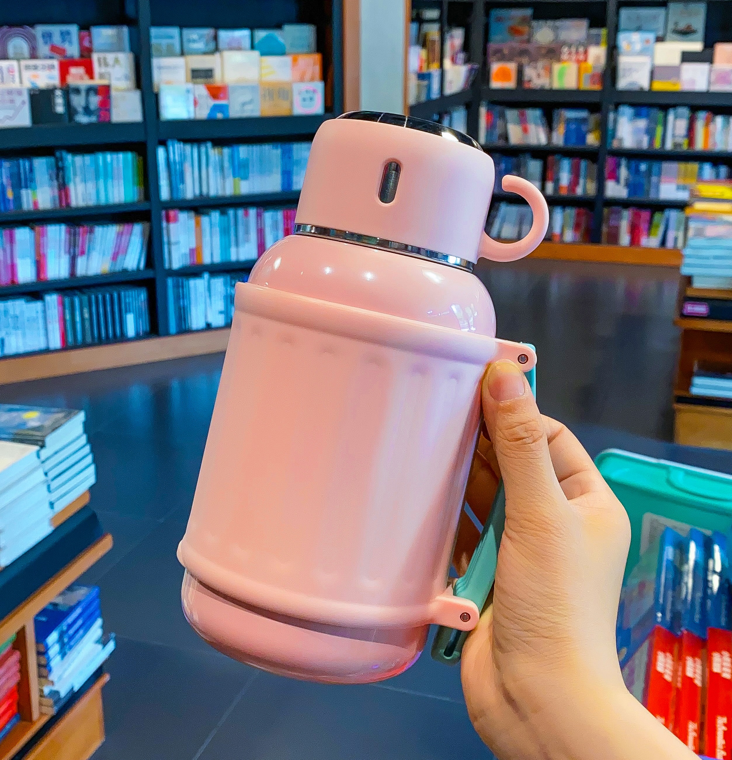 800ml Large Capacity Pot Big Belly Insulated Bottle Outdoor Portable Diagonal Cross High Beauty Cup: Pink