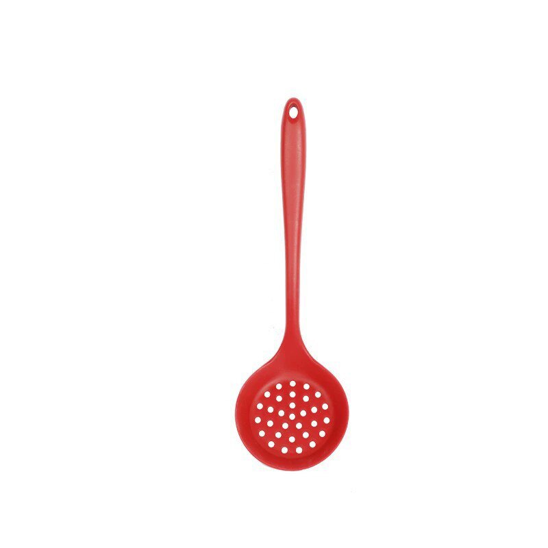 Rice Cooker Silicone Spoon for Cooking Spatula Kitchen Ladle Heat Resistant Tableware With Hollow Out Long Handle Spoon Bar: dot spoon Red