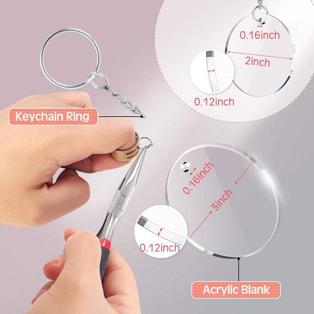 74 Pcs Acrylic Clear Discs Circles with Leather Tassels and Tweezers