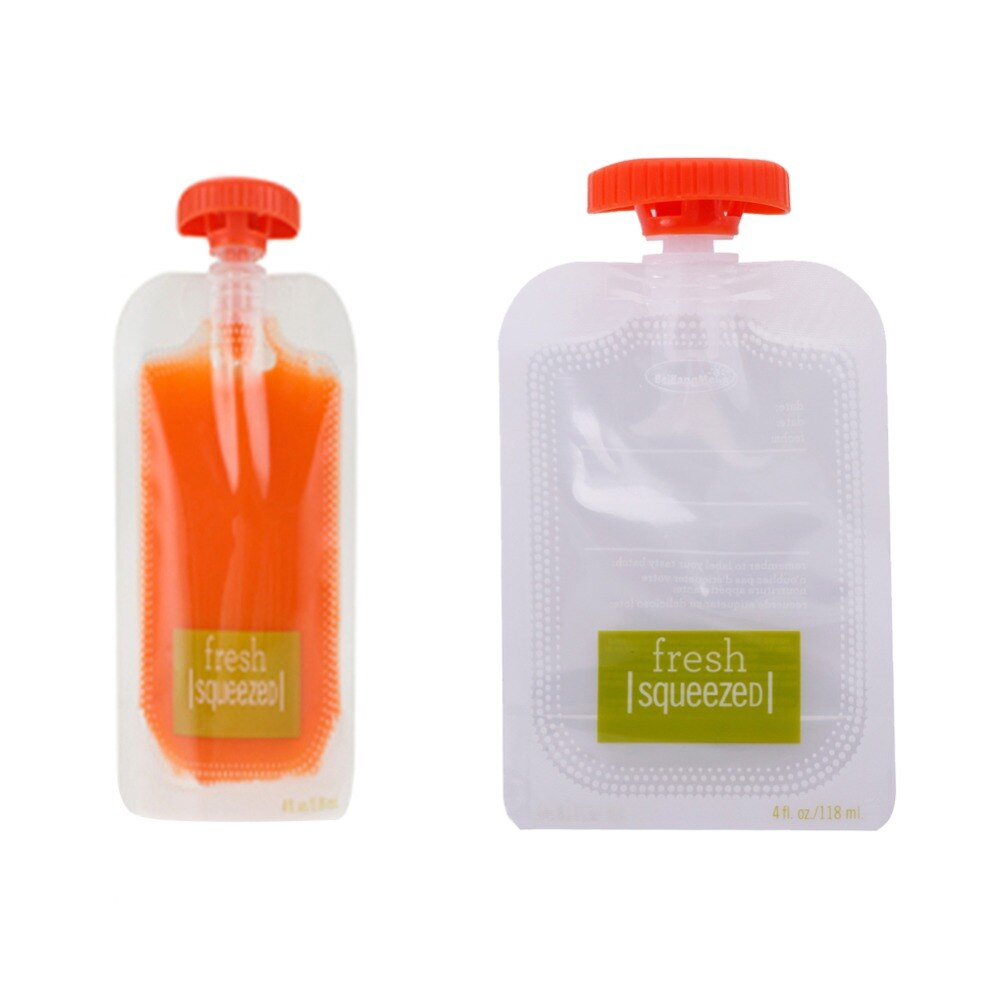 10pcs Single Use Food Pouch Packaging Squeeze Pouch Plastic Smoothie Squeeze Bags Refillable Fresh Storage Bag With Lid #281643