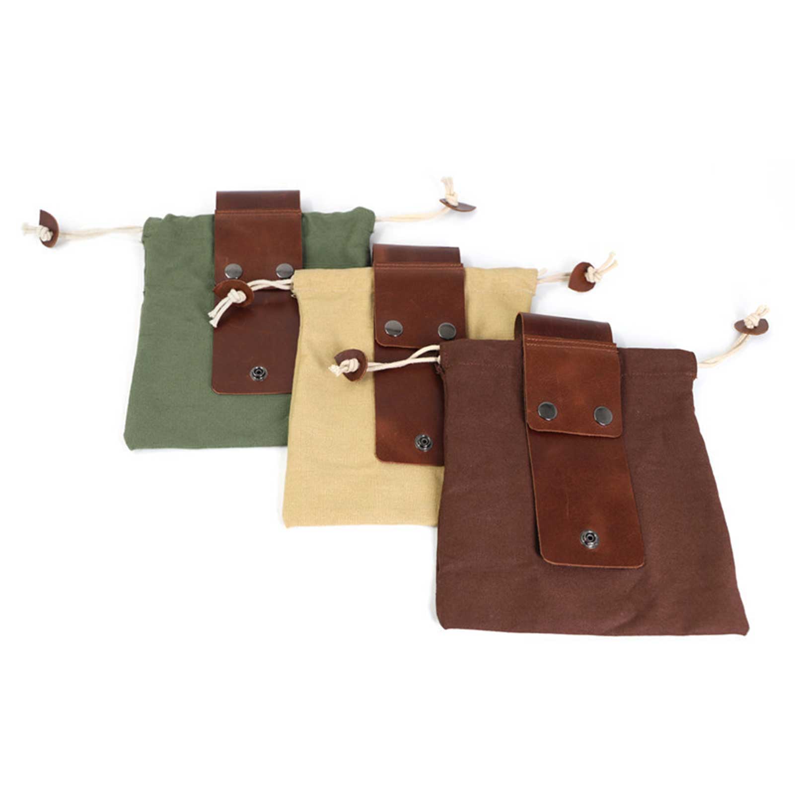 Leather Canvas Bag Canvas Foraging Pouch For Hiking Buckle Duty Tool Pouch With Drawstring For Outdoors Camping Foraging Bag