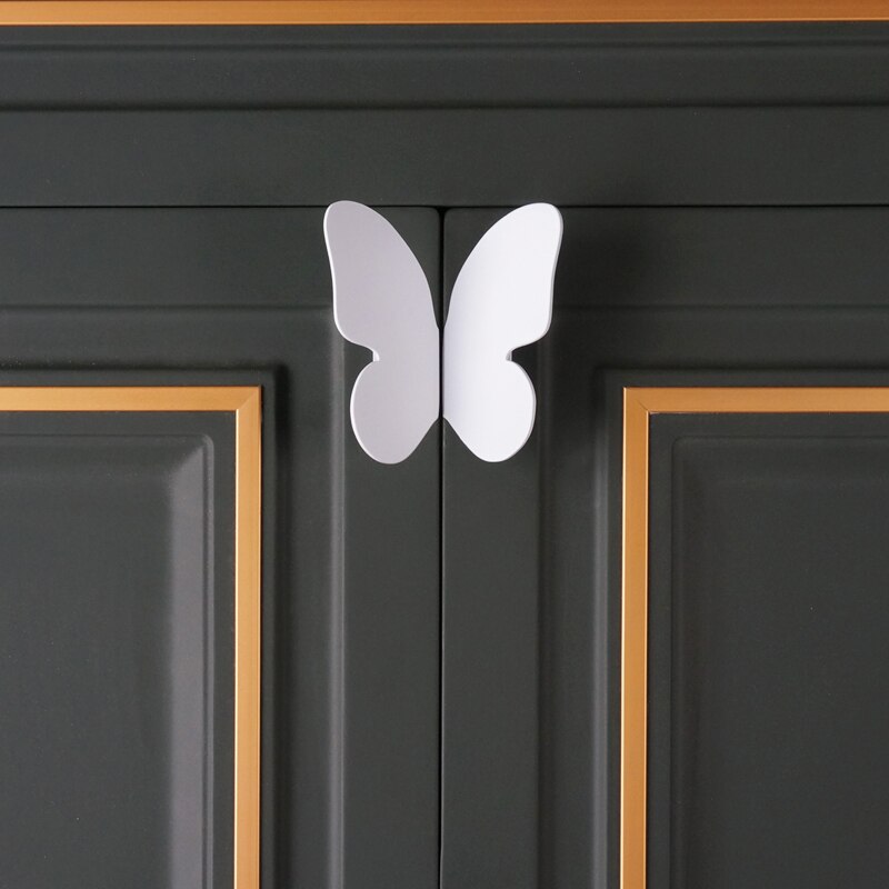 Vlinder Dragonfly Messing Knoppen Kast Trekt Lade Keukenkast Handvatten Hardware Handvat: White Knob 1pair