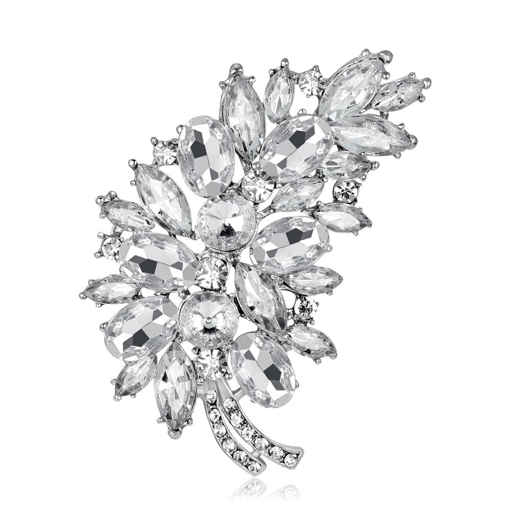 Big Size Volledige Crystal Accessoires Kleine Bloem Cluster Blad Paars Broches voor Vrouwen Bruidsboeketten Goud Kleur Broche Sieraden