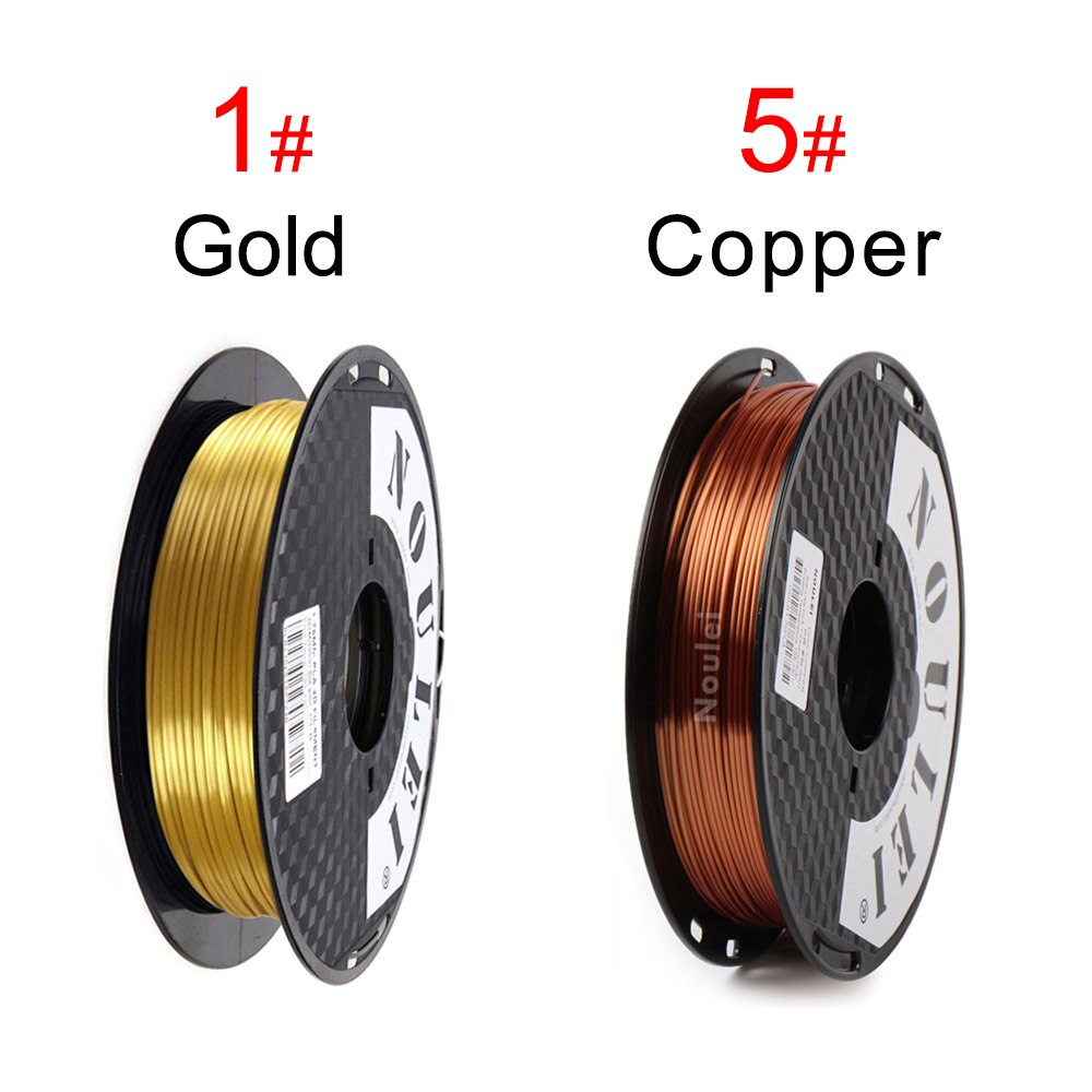 Noulei 2rollen/viel 3D Drucker Filament Seide PLA 1,75mm 0,5 KG Seidige Glänzende Metall Textur Gefühl Druck materialien: Gold-Kupfer