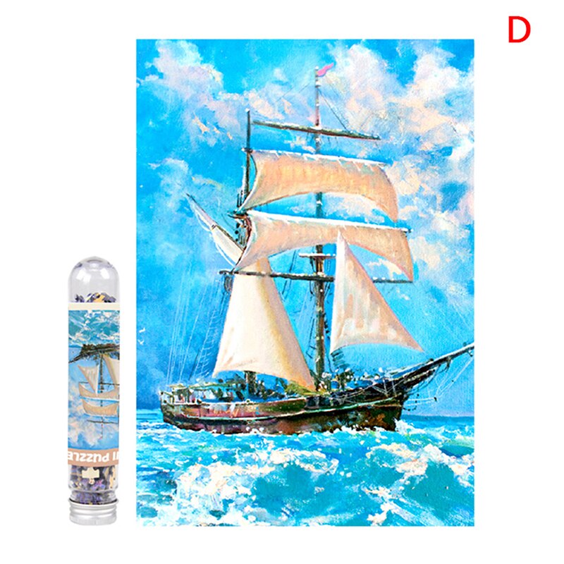 17 Types 150Pcs/Bottle Puzzle Oil Painting/Landscape/Cartoon Jigsaw Mini Test Tube Package Educational Toy For Adults Kids: D