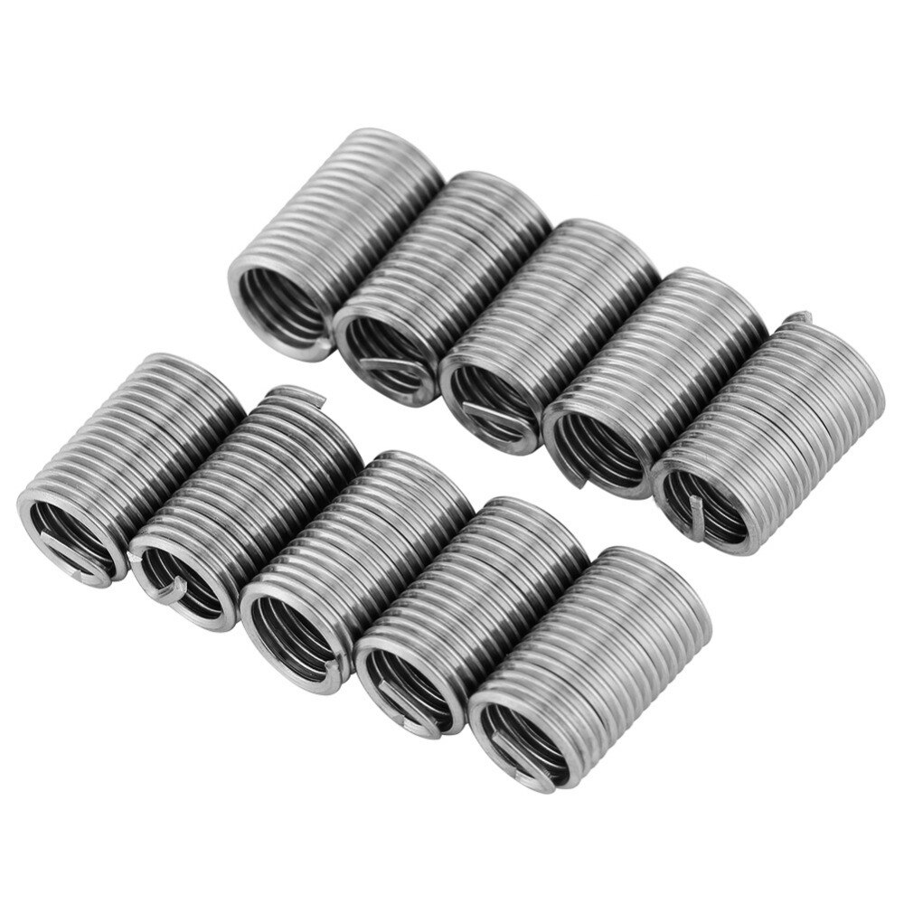 10pcs M8x1.25x3D Stainless Steel Threaded Inserts Wire Screw Sleeve Inserts Thread Repairing Tools Kit Fastener Hardware