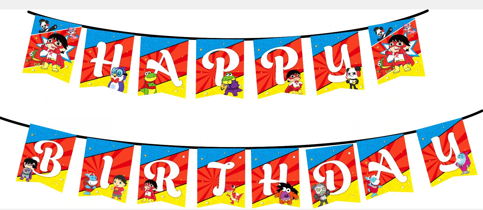 disposable party decoration red Ryan theme birthday children's cup and saucer banner top hat party supplies baby shower: Pull the flag 1pcs