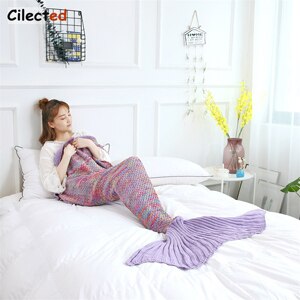 Sirène queue couverture Plaid laine tricoté couverture sur canapé-lit lire jeter pour adulte fil couvertures pour l'automne: B41T07 / 70x140cm