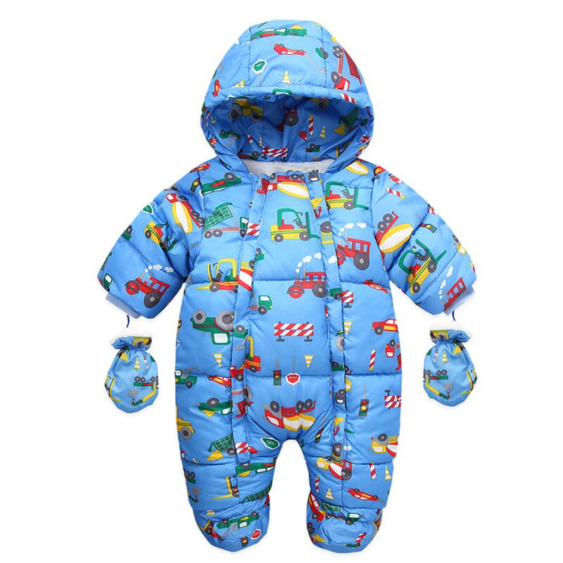 Winter Baby Meisje Romper Met Handschoenen Pasgeboren Jongen Jas Kleding Hooded Plus Fluwelen Dikke Baby Kleding Set