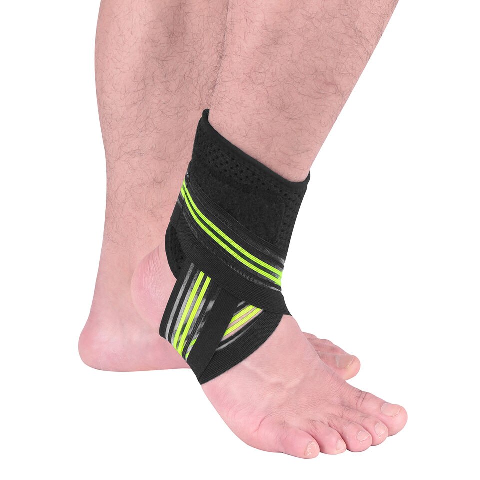 Kokossi uma peça de proteção futebol tornozelo apoio basquete tornozelo cinta compressão cinta cinto tornozelo protetor: Black Green / One Right