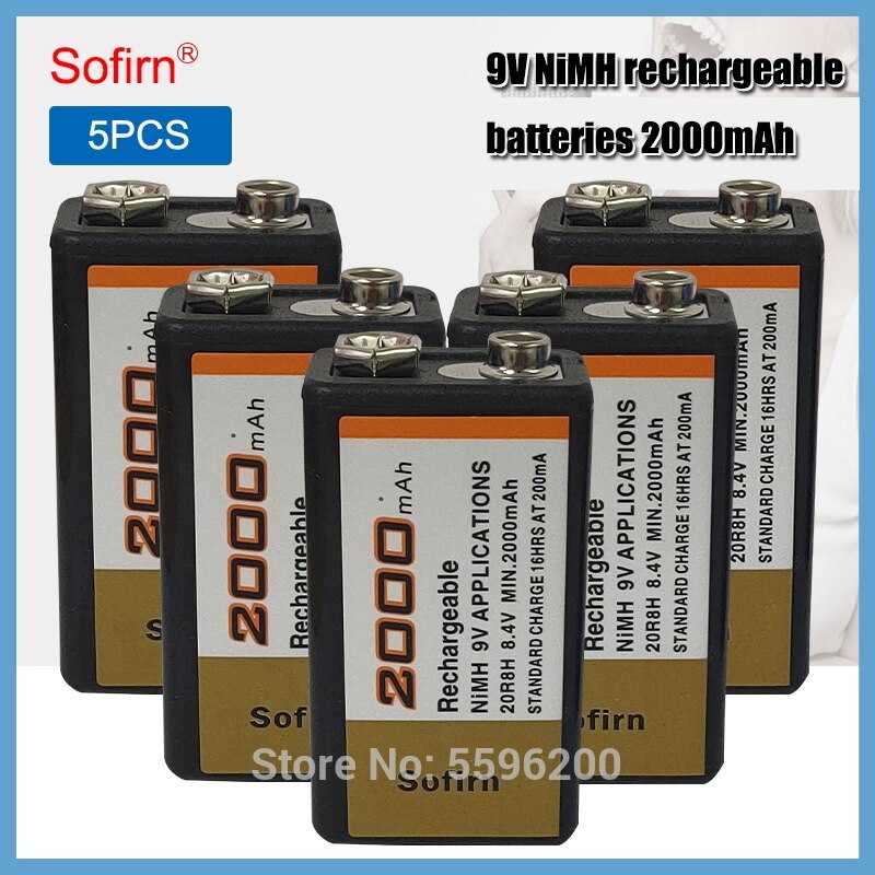 9V 2000Mah Sofirn Oplaadbare Ni-Mh Batterij Voor Microfoon Interphone Rookmelder Auto Speelgoed: 4PCS