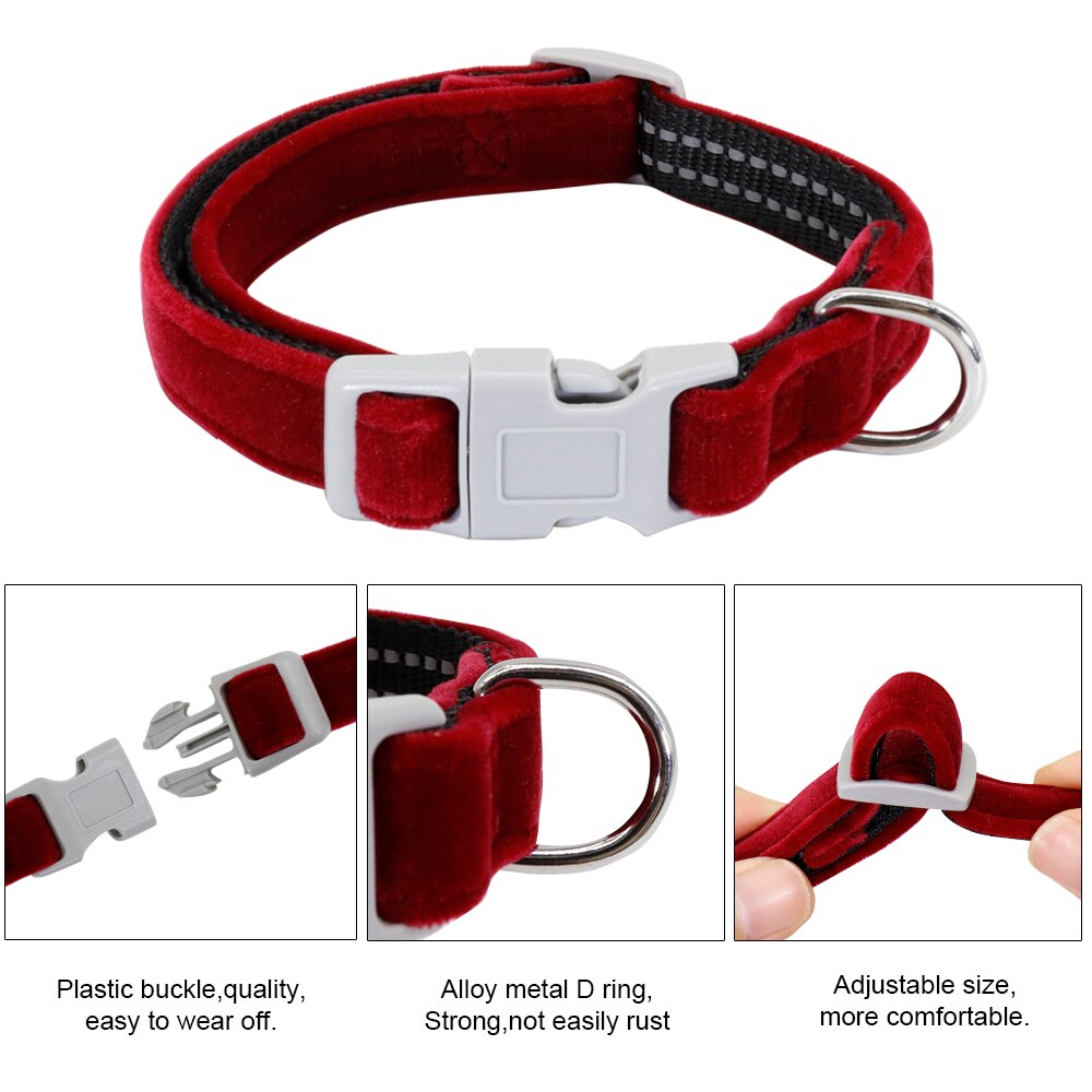 Dog Collar Harness Leash Set Reflective Bull Dog Collars Harness Lead Velvet Pet Pug Harnesses for Small Medium Large Dogs