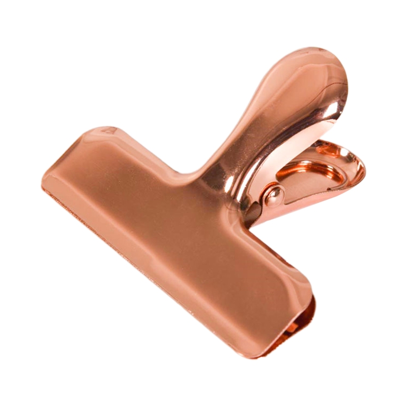 Large Bull Clip Stainless Steel Paper Clamp Colorful Hinge Clips File Clip Office Supplies for Receipt Document Food Bag: Rose gold