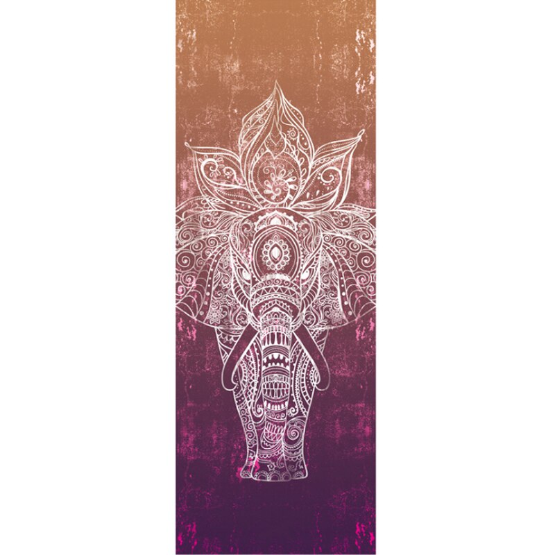 Yogahåndklæder skridsikker trykt yogamåtte absorberende og varmebestandigt betræk håndklæde anti-slip mikrofiber yogamåtte størrelse 183*61cm: Elefant