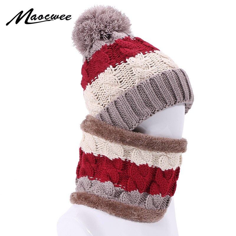 Ensemble écharpe chapeau tricoté pour femmes | Bonnet, écharpe pour filles, bonnet chauffant et , écharpe à anneaux, pompons