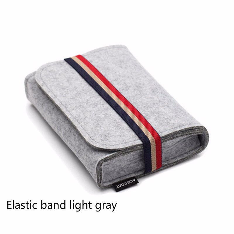 Wool Fiber Power Bank Storage Bag Mini Sofe Felt Pouch For Data Cable Mouse Travel Organizer Electronic Gadget Organizador Bag: Elastic light gray