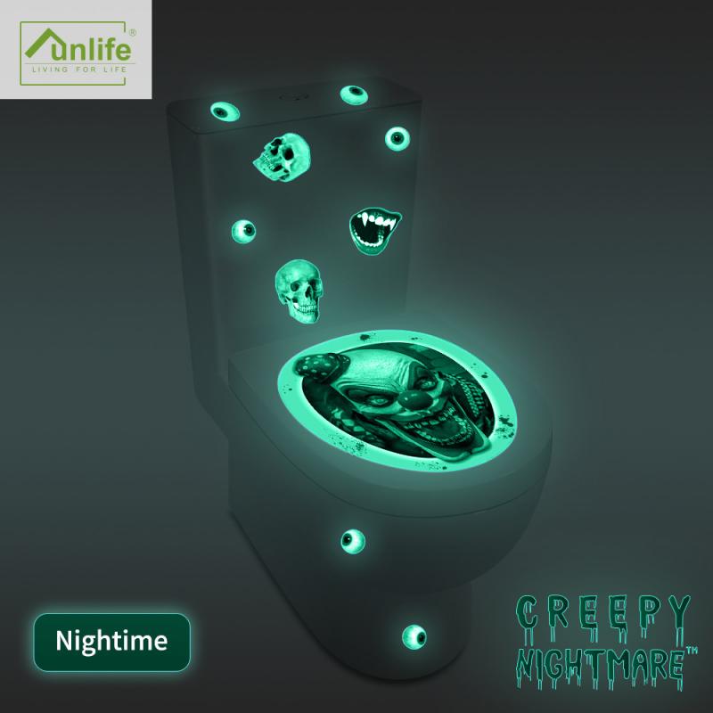 Halloween Glowing Horror Faceless DIY Skull Toilet Stickers Waterproof Removable Peel and Stick Bathroom Decals