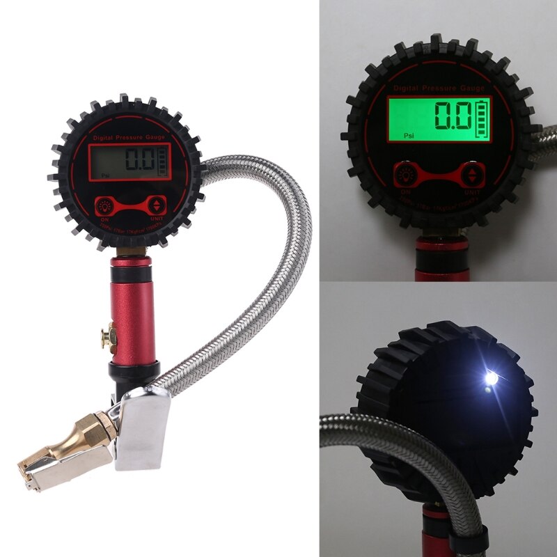 FlowPro Digital Tire Inflator with Pressure Gauge - 250 PSI, Easy Read Glow Dial Digital Backlit LCD