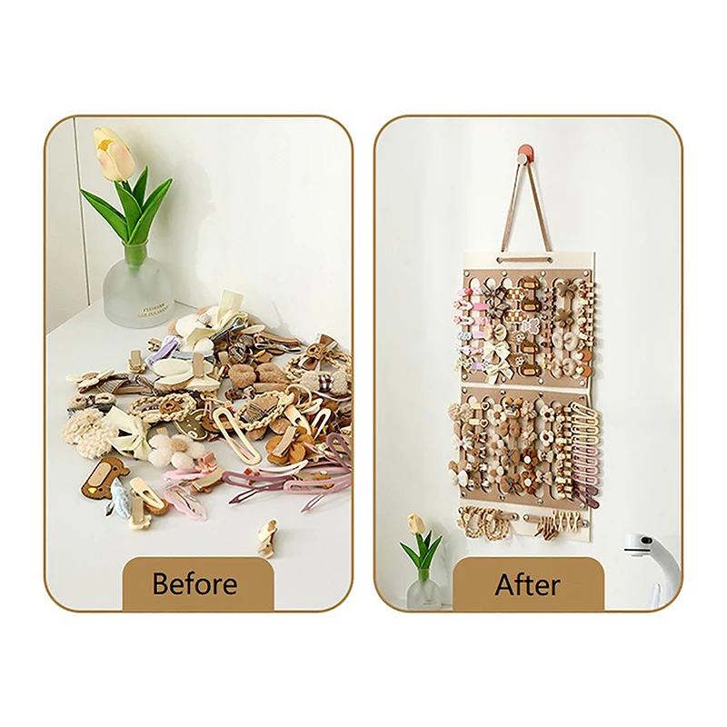 Organisateur de nœuds de cheveux, tenture murale, support de bandeau de grande capacité, cintre de rangement de pinces à cheveux, accessoire permettant de gagner de l'espace pour chambre de fille