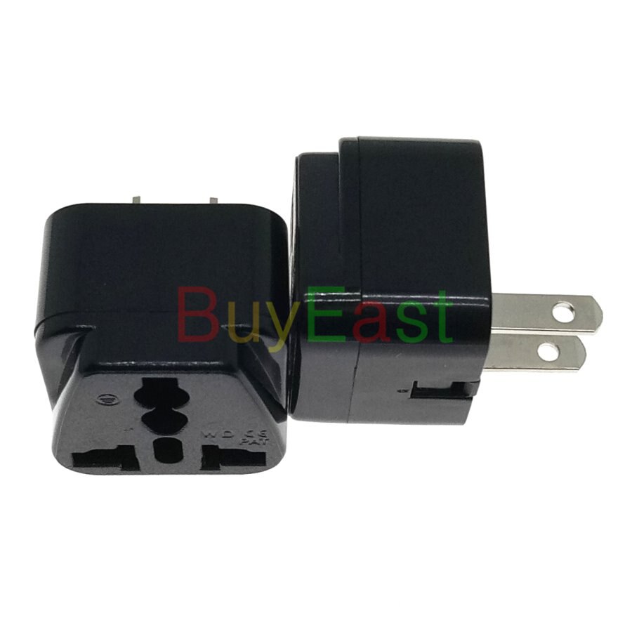 (Pack 5) Universal to US Canada 2 Pin Power Plug Adapter AC100~250V 10A Black Color