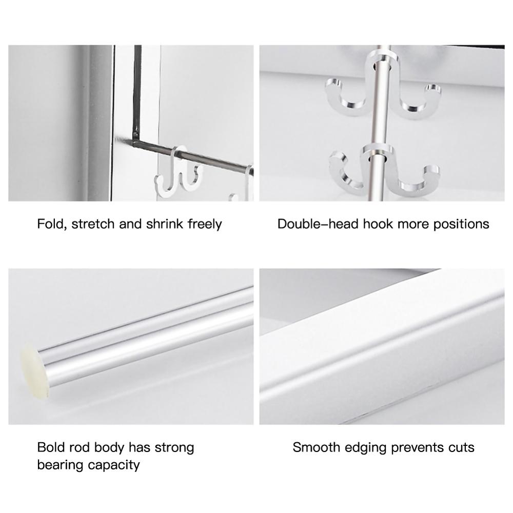 Balcony Space Aluminum Folding Clothes Rail Punch-free Hanging Clothes Hotel Bathroom Invisible Telescopic Drying Rack