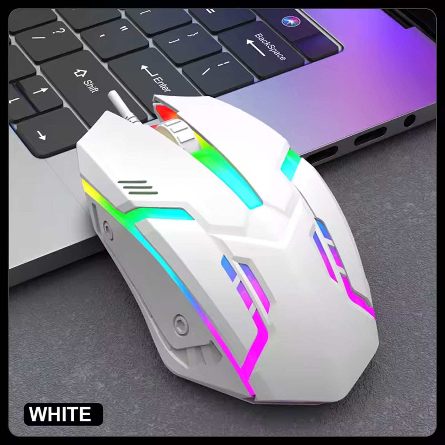 Gamer-Tastatur und Maus, PC-Gaming-Tastatur, RGB-Tastatur mit Hintergrundbeleuchtung, Gummi-Tastenkappen, kabelgebundene englische Tastatur, Maus, Gamer-Gaming-Maus: Gold