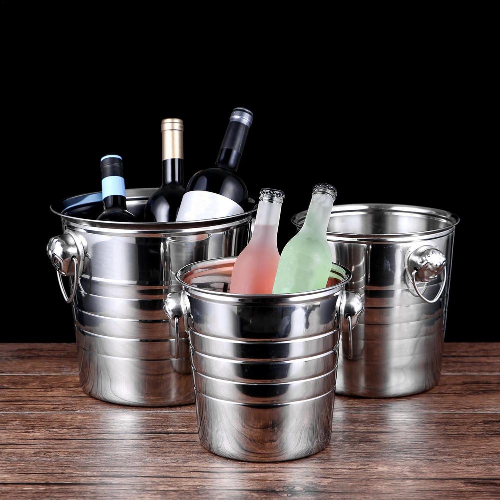 Ice Bucket Stainless Steel With Handles For Party Beer And Drinks Holds A Large Amount Of Ice Easy To Clean Nonslip And Stable