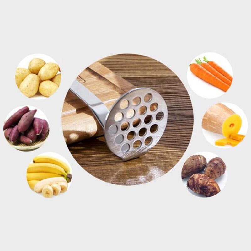 Practical Stainless Steel Tube Handle Potato Masher Mashed Vegetable Device Pressure Mud Tool Kitchen Accessories