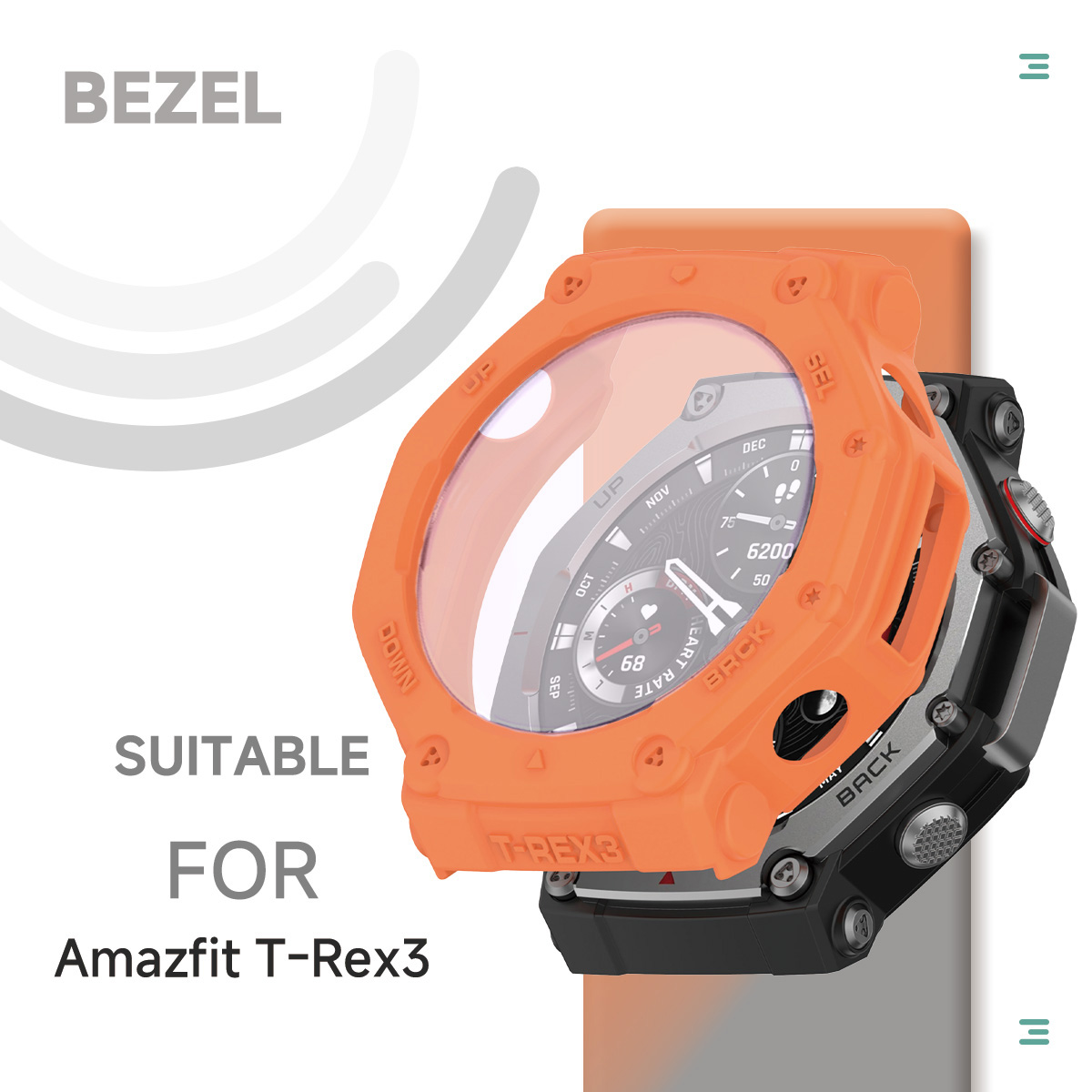 Vidrio + funda para Amazfit t-rex 3 Protector de pantalla antiarañazos película de vidrio templado + parachoques cubierta protectora de silicona Accesorios